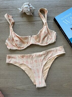Ripcurl Peach textured Ribbed Bikini Set